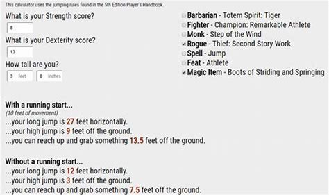 dnd 5e jump calculator|Jump Height and Distance Calculator .